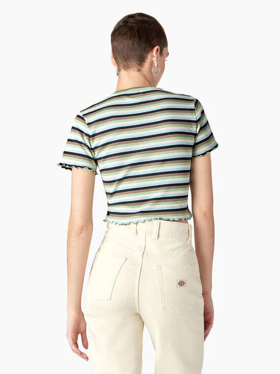 DICKIES FITTED STRIPE BABY TEE GREEN/NAVY EXPLORER STRIPE