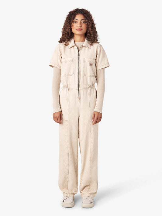 DICKIES NEWINGTON DUCK CANVAS COVERALL SANDSTONE OVERDYED ACID WASH