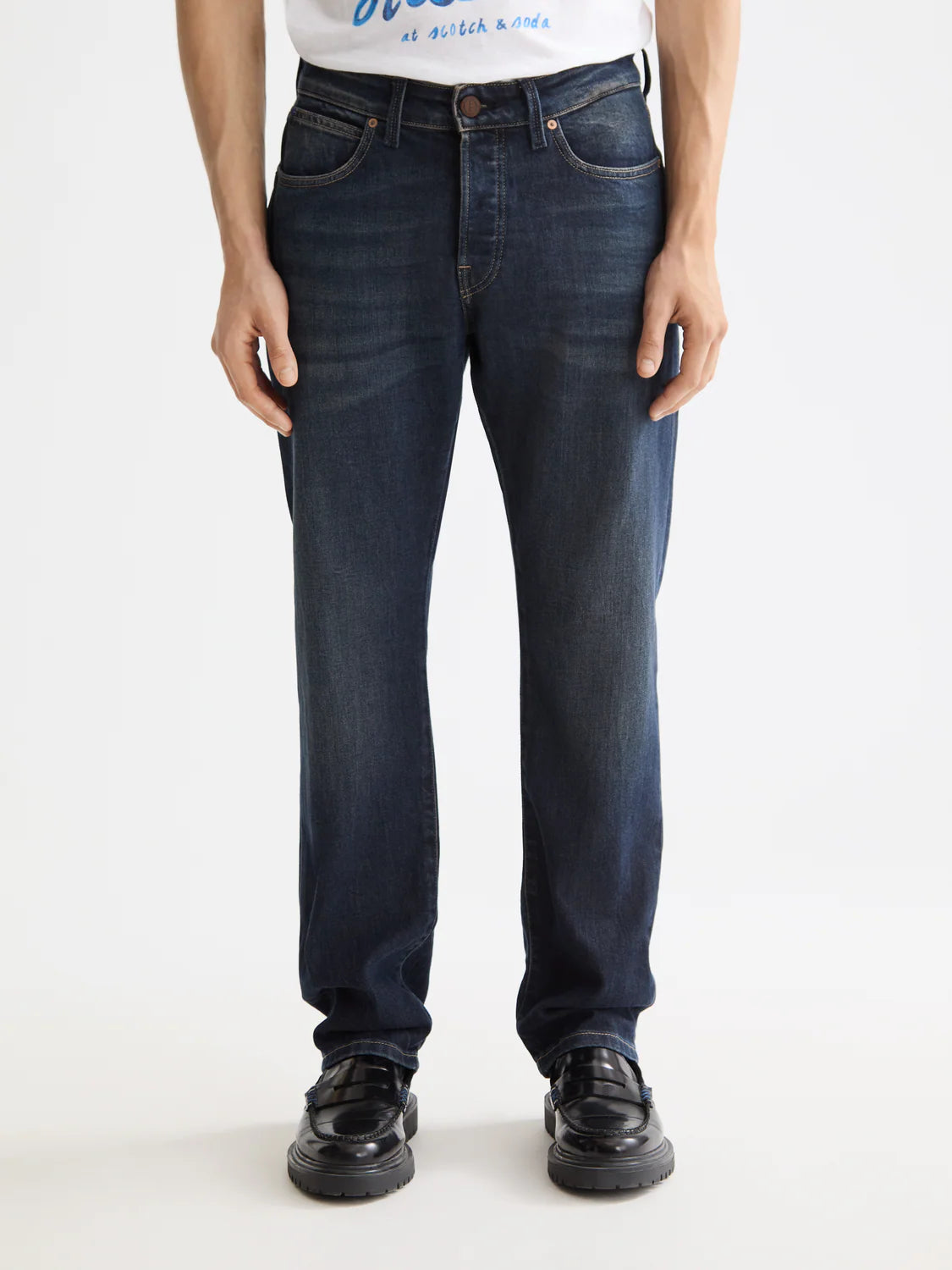 S&S THE ZEE STRAIGHT JEANS PAINT IT BLAUW 