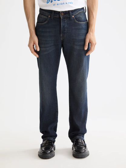 S&S THE ZEE STRAIGHT JEANS PAINT IT BLAUW 