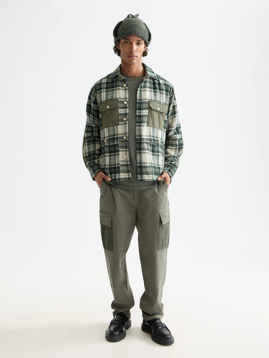 S&S PATCHWORK RELAXED SHIRT THYME CHECK 