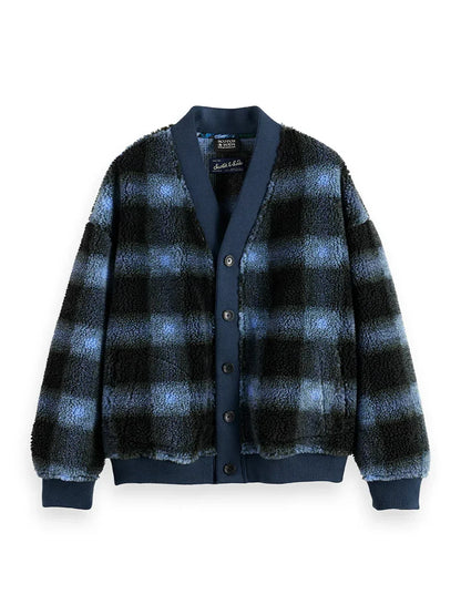S&S POLAR FLEECE CARDIGAN THYME/ BLUE BONNET SHADOW CHECK 