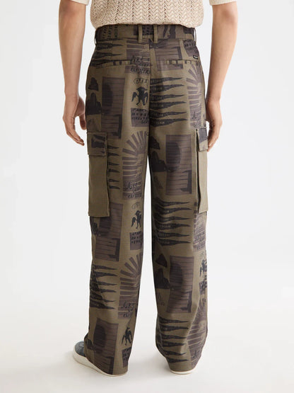 S&S BAGGY FIT PRINTED CARGO PANT ART DEPT HOUNDSTOOTH