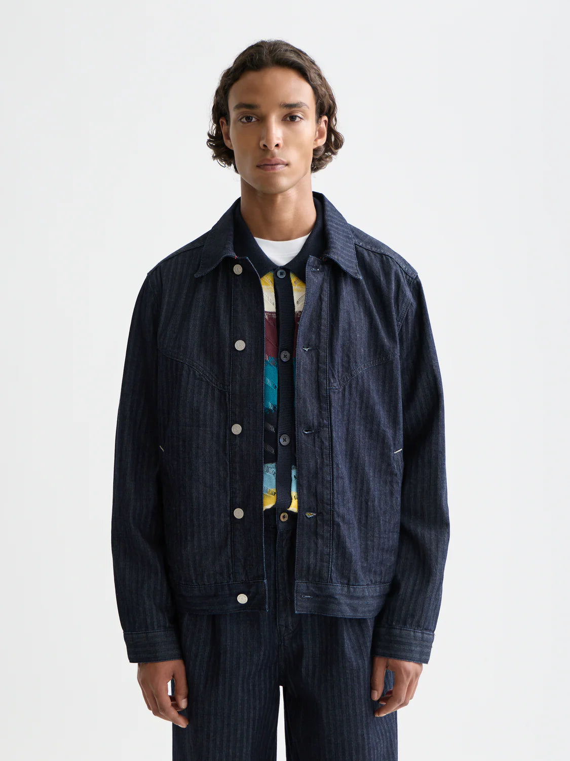 S&S TRUCKER JACKET WITH WESTERN DETAILS BLUE VELVET
