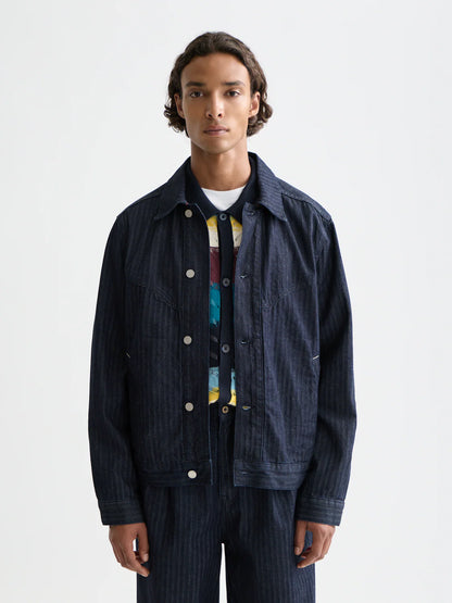 S&S TRUCKER JACKET WITH WESTERN DETAILS BLUE VELVET
