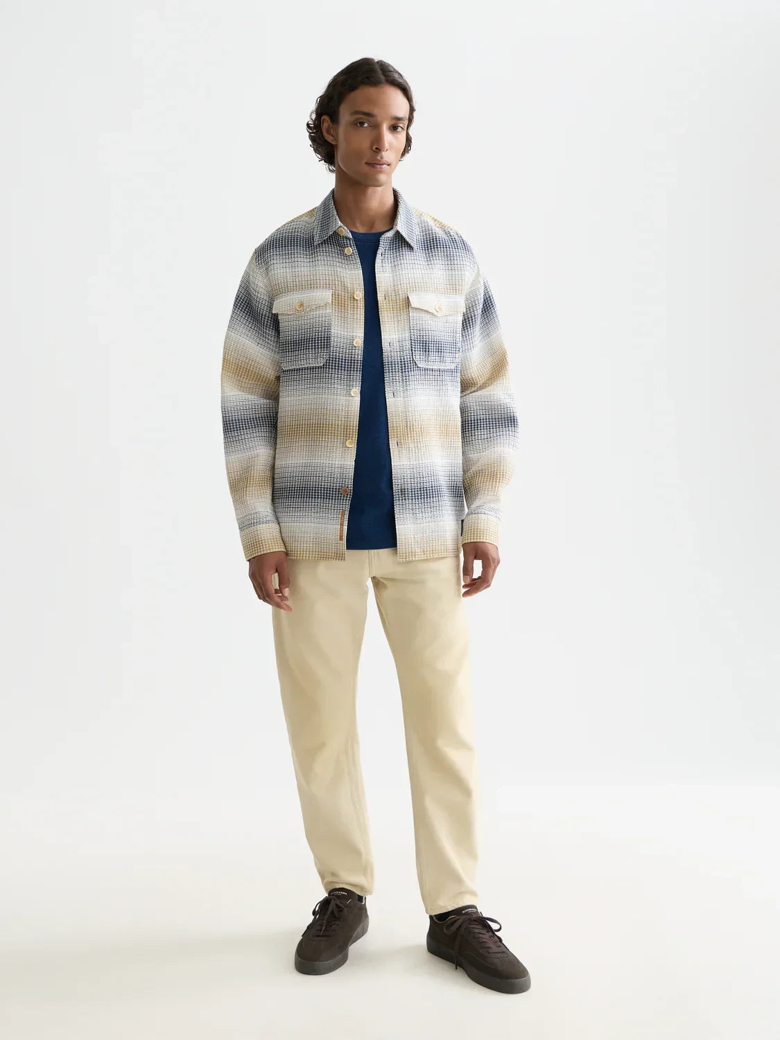 S&S WAFFLE STRUCTURE STRIPE SHIRT OCEANA/INFINITY STRIPE