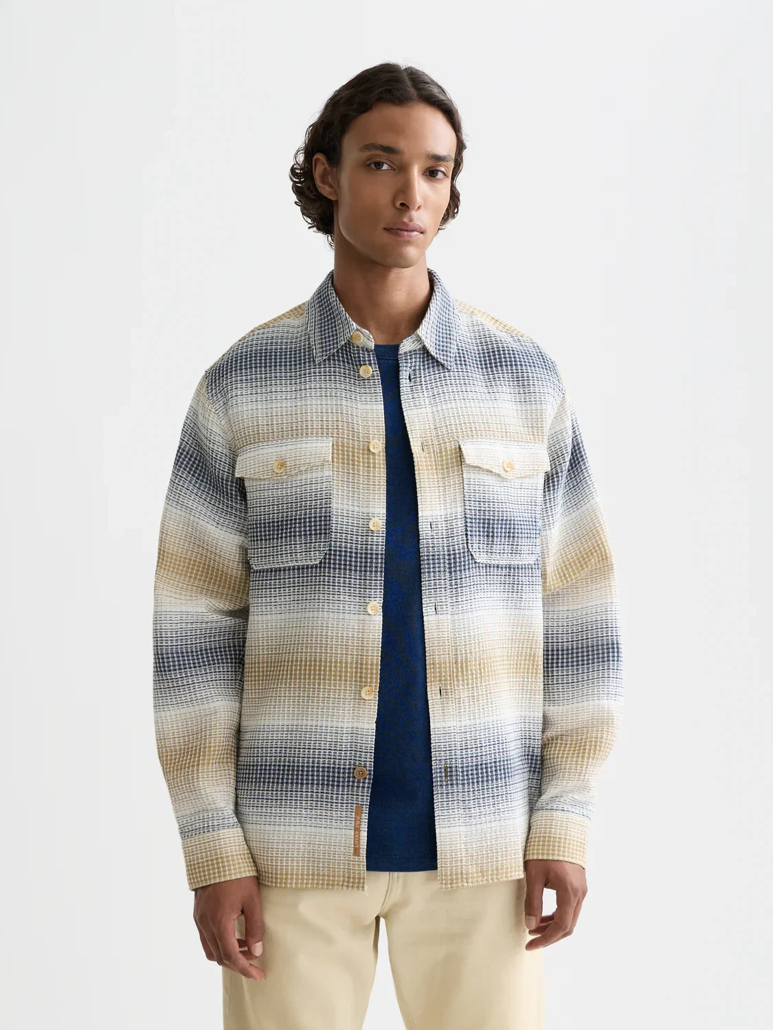 S&S WAFFLE STRUCTURE STRIPE SHIRT OCEANA/INFINITY STRIPE