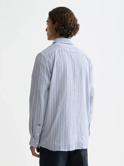 S&S MICROCHECK COTTON POPLIN SHIRT OCEANA