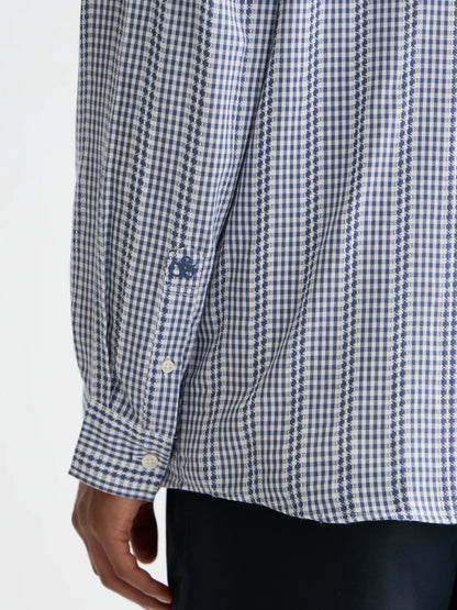 S&S MICROCHECK COTTON POPLIN SHIRT OCEANA