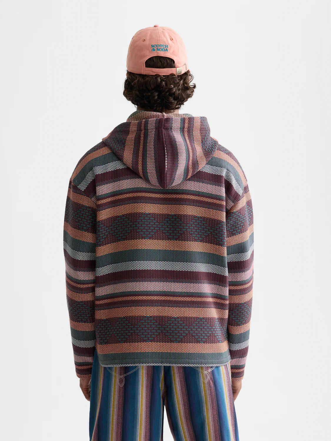 S&S JACQUARD RELAXED-FIT HOODIE PIXEL JACQUARD STRIPE 