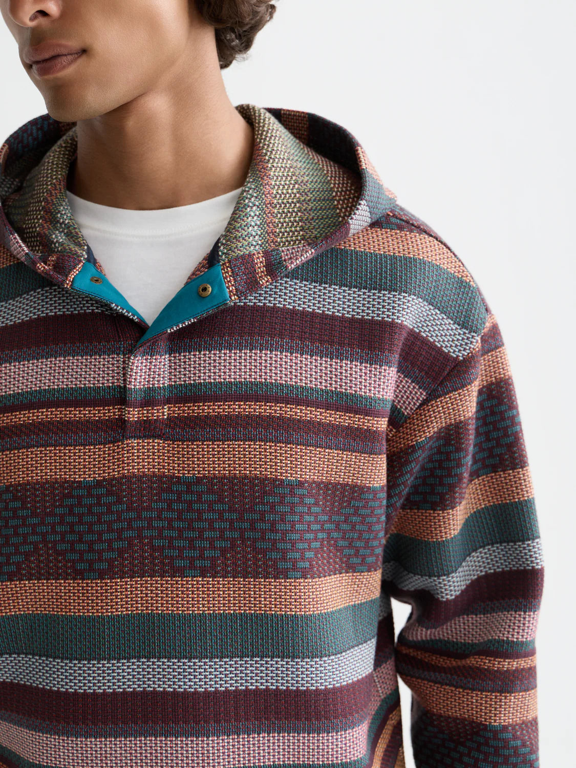 S&S JACQUARD RELAXED-FIT HOODIE PIXEL JACQUARD STRIPE 