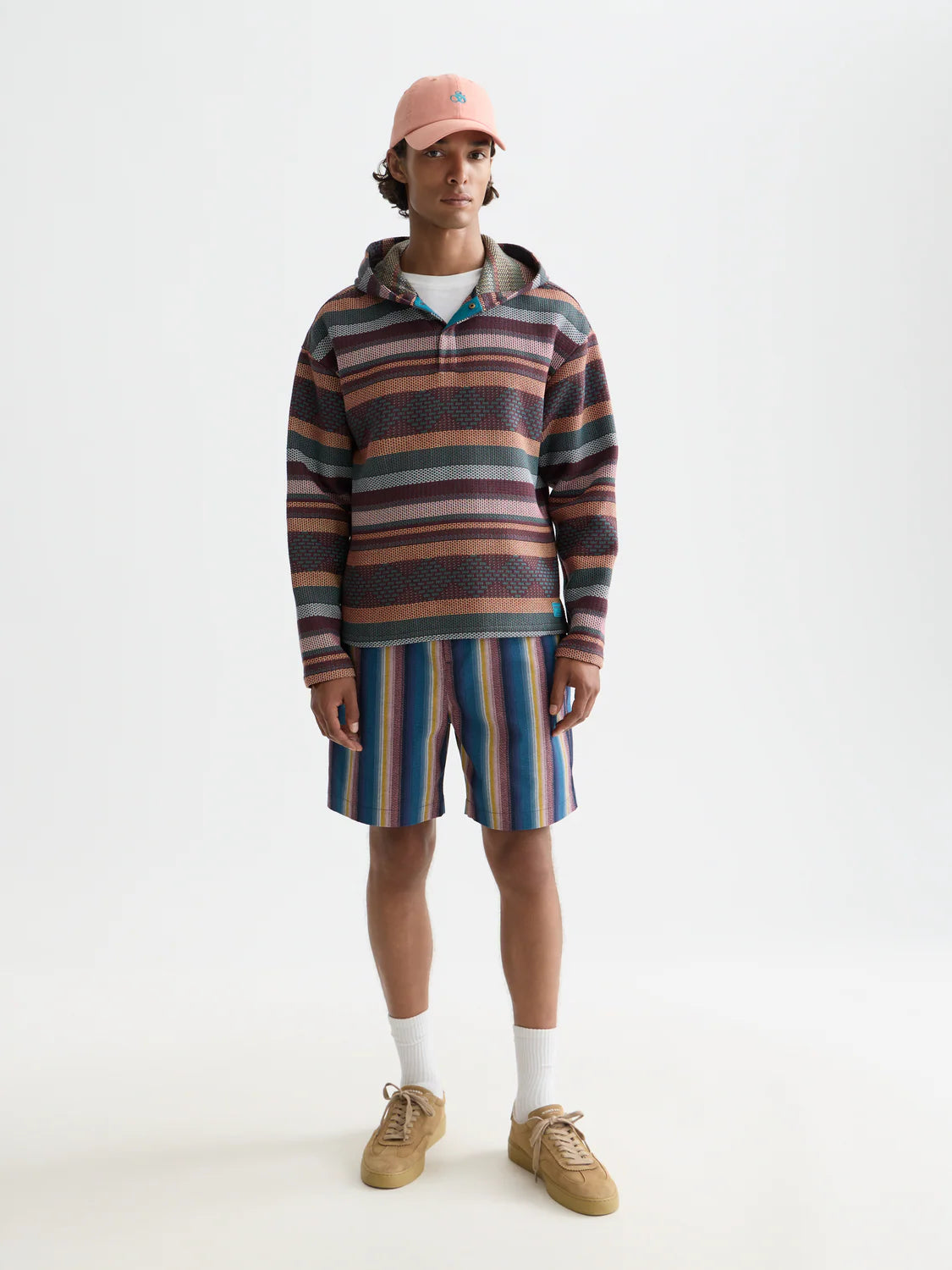 S&S JACQUARD RELAXED-FIT HOODIE PIXEL JACQUARD STRIPE 