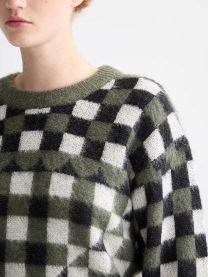 SCOTCH & SODA FUZZY JACQUARD SWEATER THYME