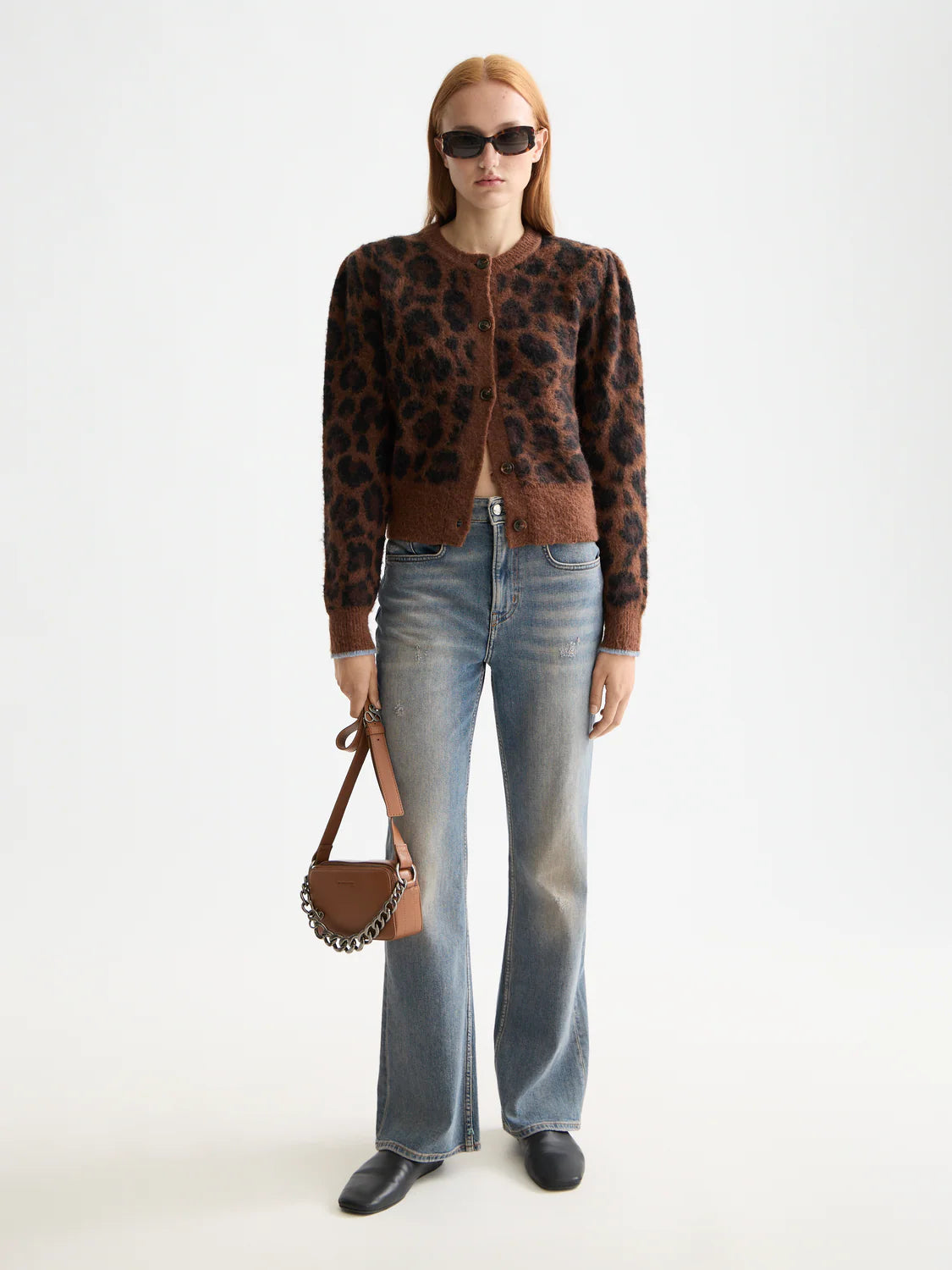 S&S FUZZY JACQUARD CARDIGAN PEACE LEOPARD 