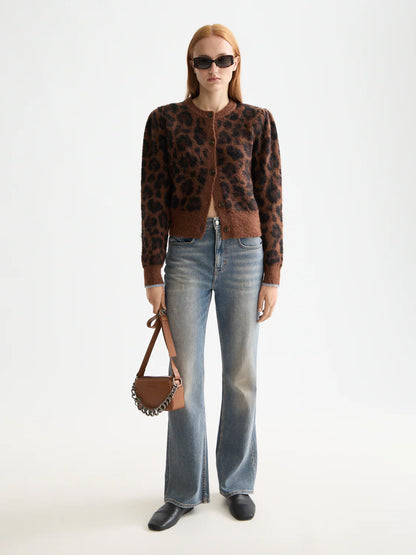 S&S FUZZY JACQUARD CARDIGAN PEACE LEOPARD 