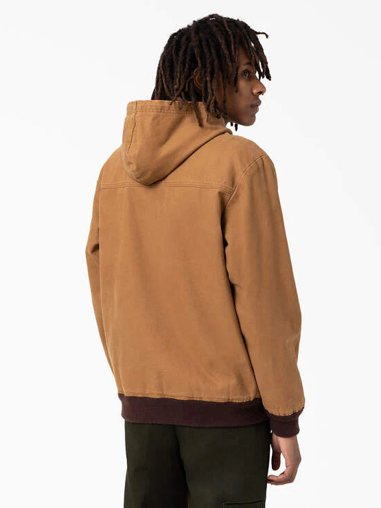 DICKIES HOODED BOMBER JACKET STONEWASH BROWN DUCK