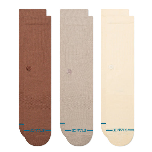 STANCE ICON 3 PACK SOCKS BROWN 