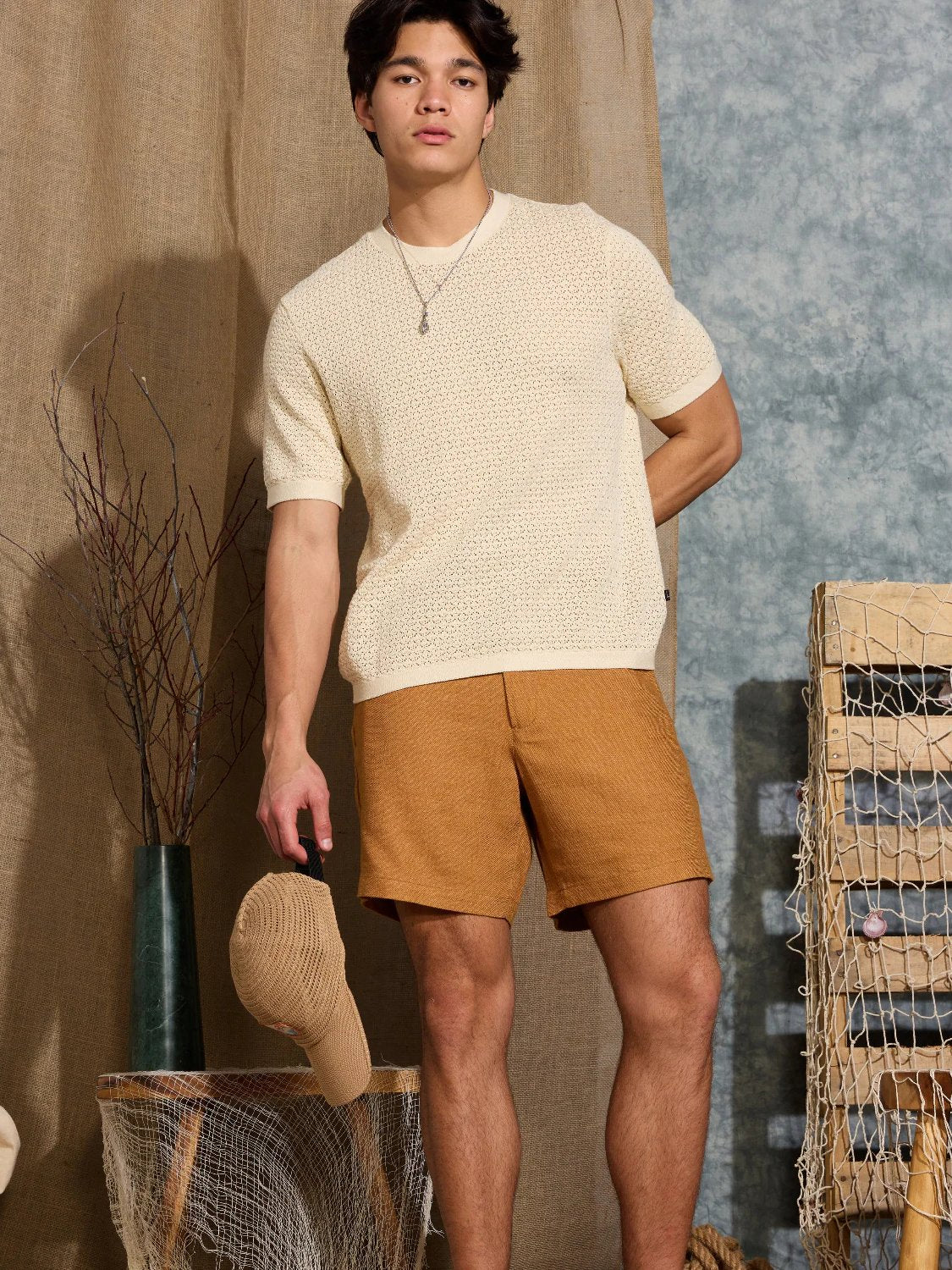 CIVIL SOCIETY VITO LINEN BLEND SHORT SUDAN BROWN 