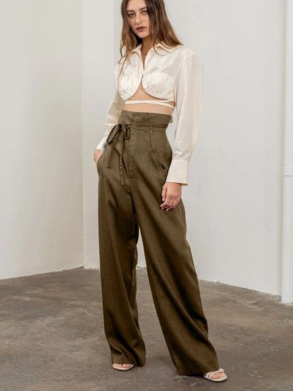 MOON RIVER HIGH RISE WIDE LEG PANT MOCHA 