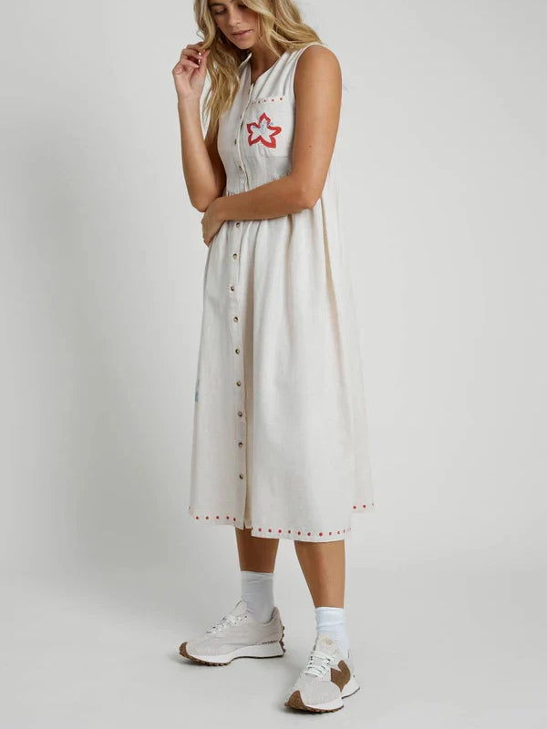 NATIVE YOUTH RHIRI MIDI DRESS CREAM