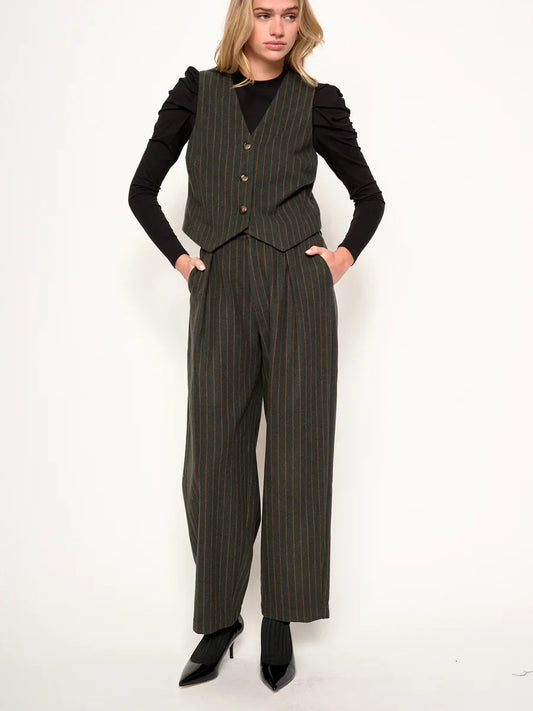 dRA EVIE PANT GREEN STRIPE 