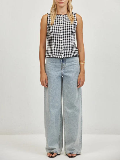 A.REN MAELLE BUTTON DOWN TOP BLACK 