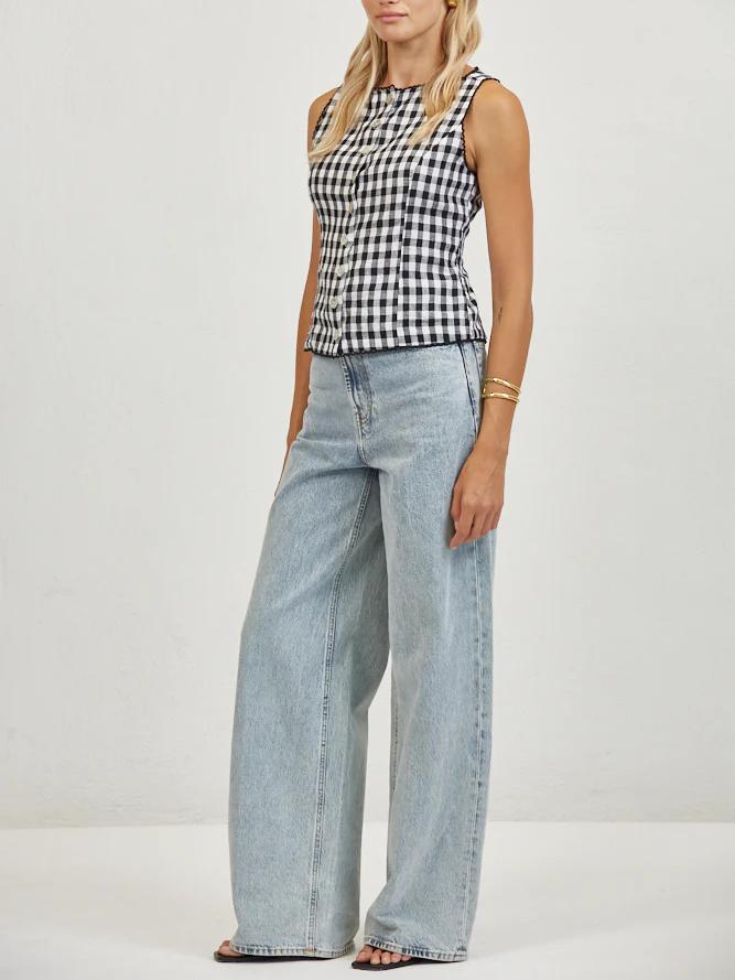 A.REN MAELLE BUTTON DOWN TOP BLACK 