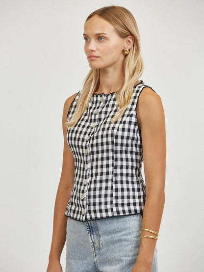A.REN MAELLE BUTTON DOWN TOP BLACK 