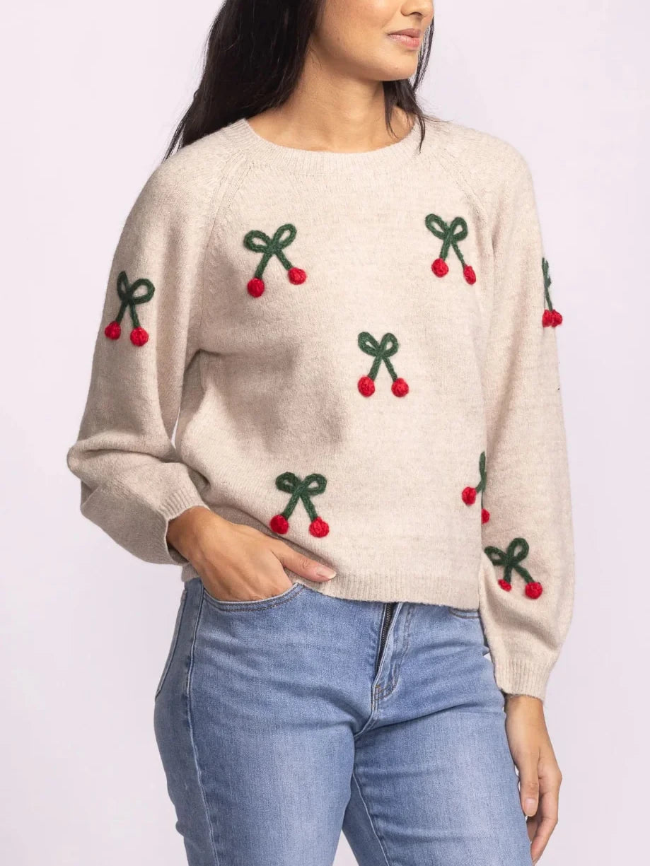 PINK MARTINI MON CHERRY SWEATER BEIGE 