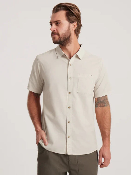 ROARK MADE TO FADE SHORT SLEEVE BUTTON UP SHIRT WASHED BONE 