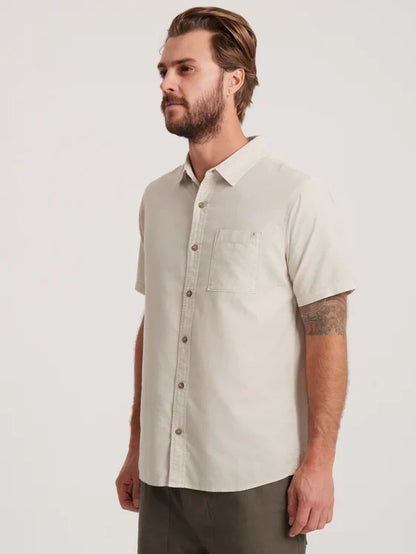 ROARK MADE TO FADE SHORT SLEEVE BUTTON UP SHIRT WASHED BONE 