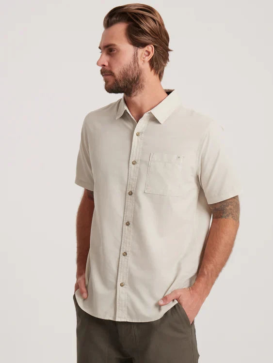 ROARK MADE TO FADE SHORT SLEEVE BUTTON UP SHIRT WASHED BONE 