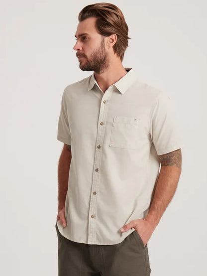 ROARK MADE TO FADE SHORT SLEEVE BUTTON UP SHIRT WASHED BONE 