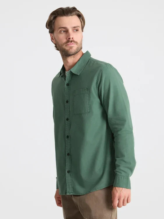 ROARK MADE TO FADE LONG SLEEVE BUTTON UP WASHED SLATE GREEN