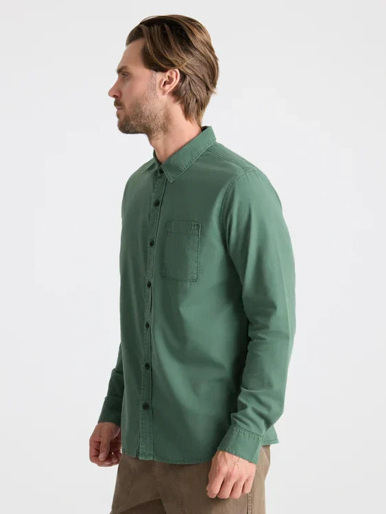 ROARK MADE TO FADE LONG SLEEVE BUTTON UP WASHED SLATE GREEN