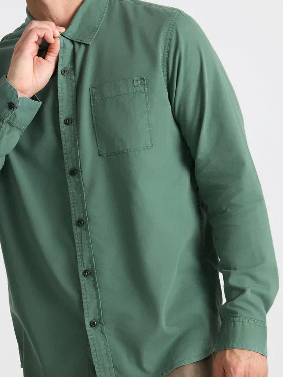 ROARK MADE TO FADE LONG SLEEVE BUTTON UP WASHED SLATE GREEN