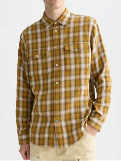 S&S DOUBLE CLOTH CHECK RELAXED FIT SHIRT RAFFIA CHECK 