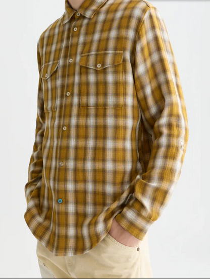 S&S DOUBLE CLOTH CHECK RELAXED FIT SHIRT RAFFIA CHECK 