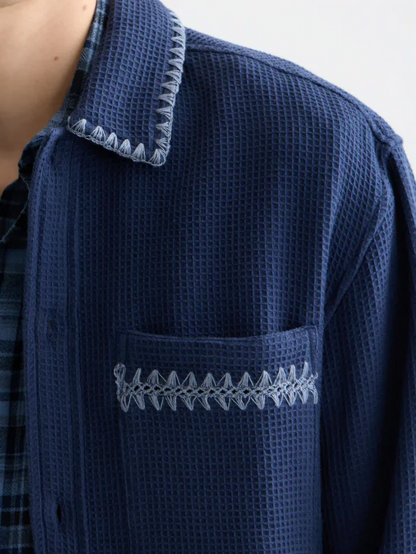 S&S WAFFLE STRUCTURE RELAXED FIT SHIRT BLUE