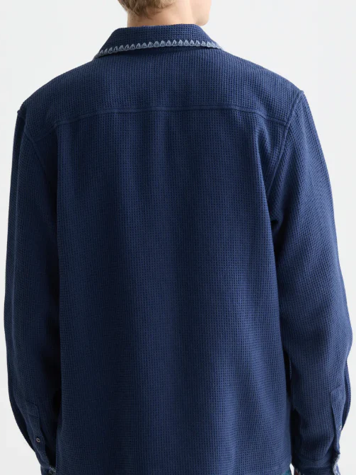 S&S WAFFLE STRUCTURE RELAXED FIT SHIRT BLUE
