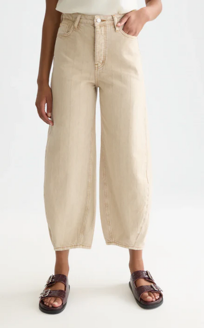 S&S LOOP HIGH RISE BARREL LEG JEAN TRAVERTINE