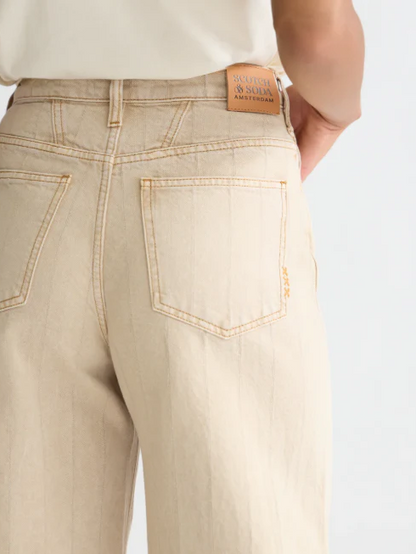 S&S LOOP HIGH RISE BARREL LEG JEAN TRAVERTINE