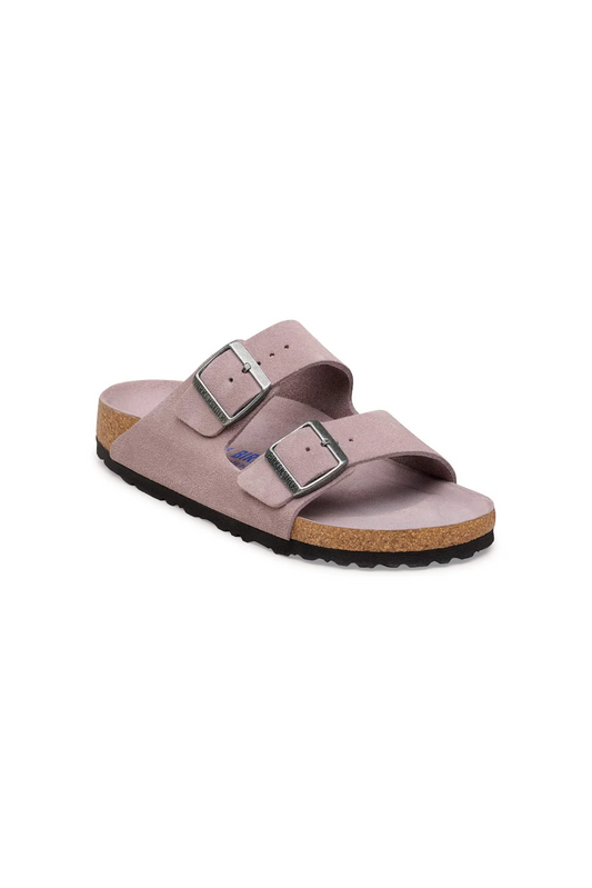 BIRKENSTOCK ARIZONA SOFT FOOTBED SUEDE LEATHER FADED PURPLE TONAL 