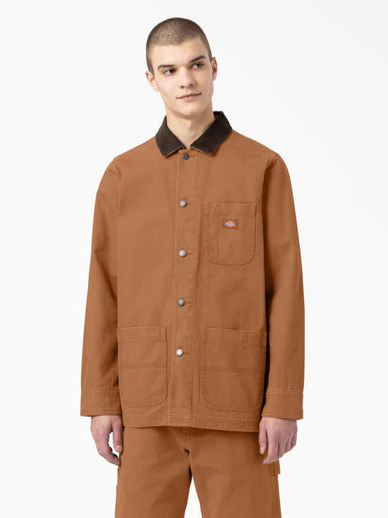 DICKIES DUCK UNLINED CHORE JACKET STONEWASHED BROWN 