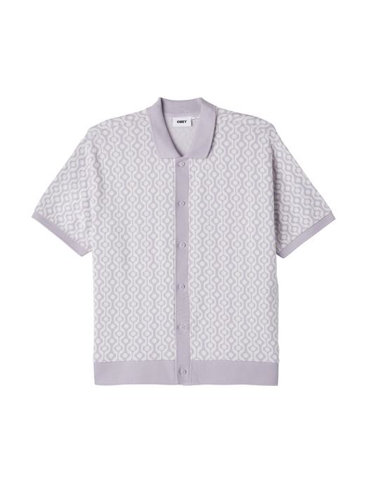 OBEY TESTAMENT BUTTON FRONT SHORT SLEEVE POLO ORCHID PETAL MULTI
