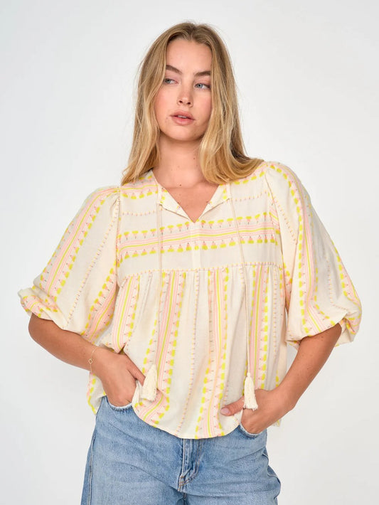 dRA OPHELIA TOP PINK/YELLOW