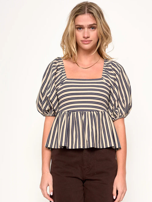 dRA GEMMA TOP NAVY/TAUPE
