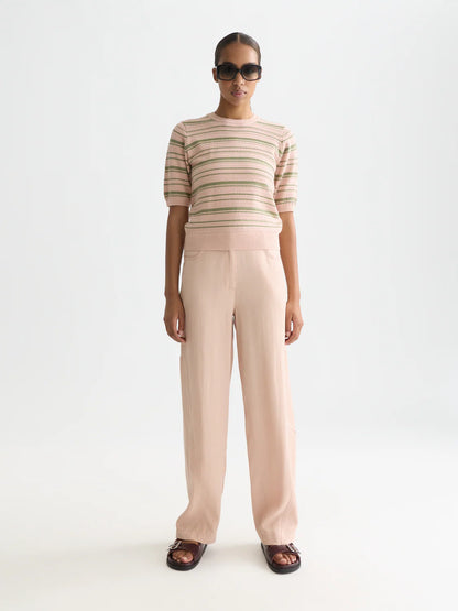 S&S TEXTURED STRIPE KNITTED TEE DUSTY ROSE STRIPE