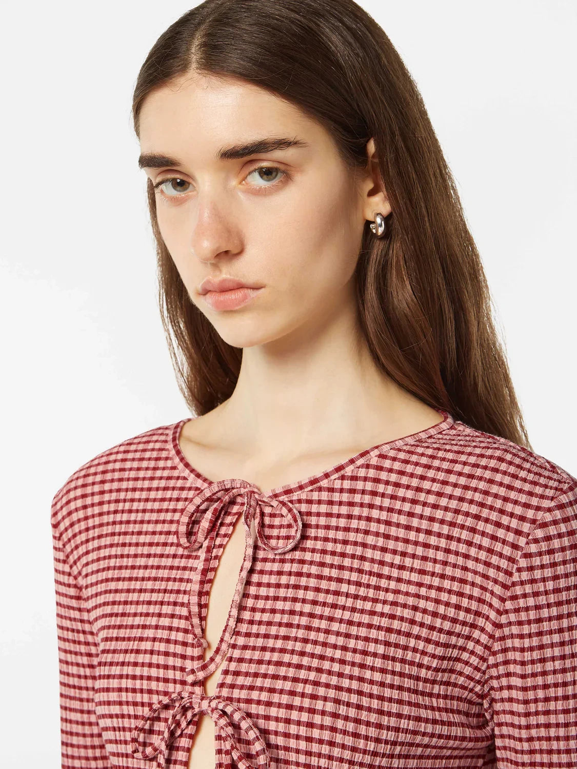 SCOTCH & SODA STRUCTURED GINGHAM L/S BLOUSE RED