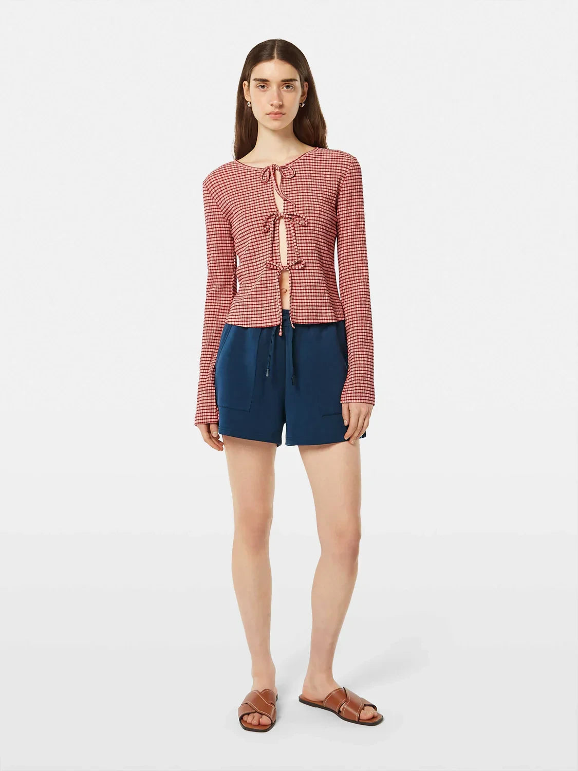 SCOTCH & SODA STRUCTURED GINGHAM L/S BLOUSE RED